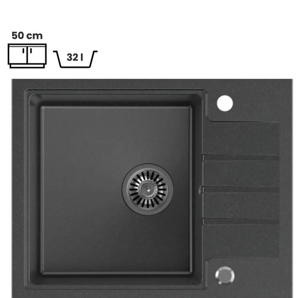 GRANITAL POMIVALNO KORITO QUADRON PETER 116 ČRN