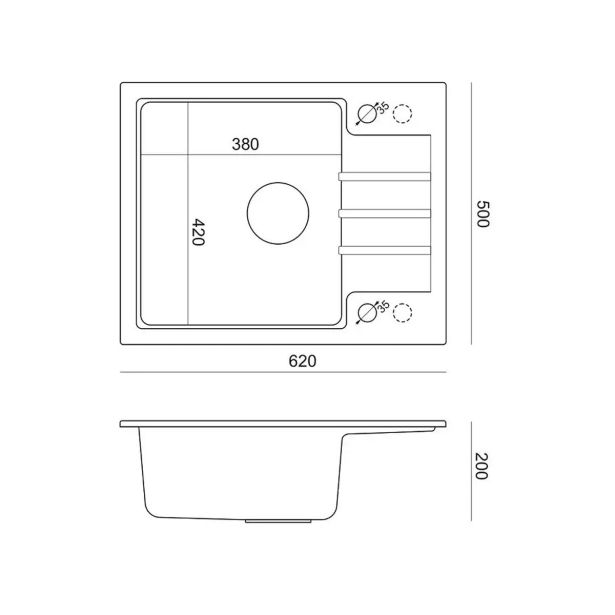 GRANITAL POMIVALNO KORITO QUADRON PETER 116 ČRN