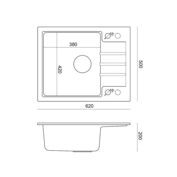 GRANITAL POMIVALNO KORITO QUADRON PETER 116 SIV