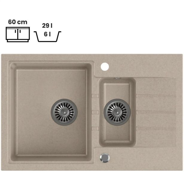 GRANITAL POMIVALNO KORITO QUADRON PETER 156 BEŽ