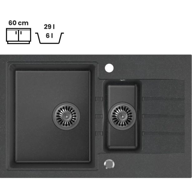 GRANITAL POMIVALNO KORITO QUADRON PETER 156 ČRN