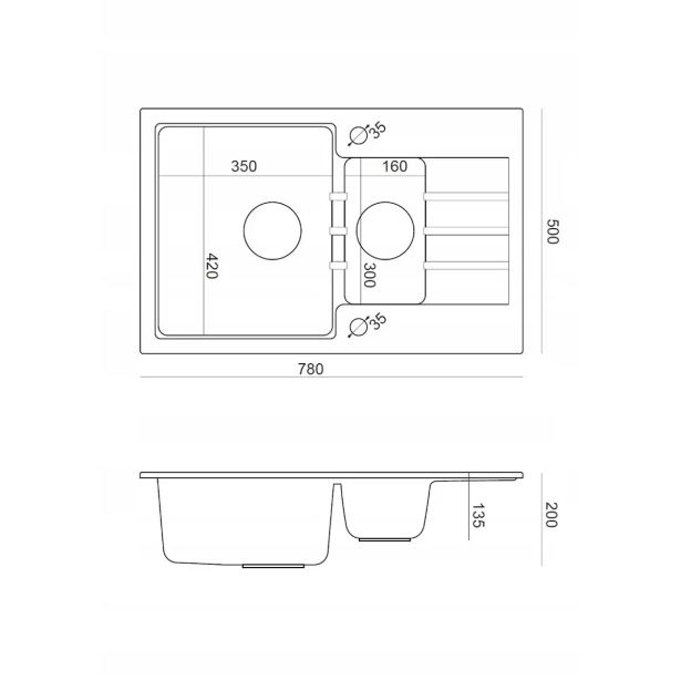 GRANITAL POMIVALNO KORITO QUADRON PETER 156 SIV