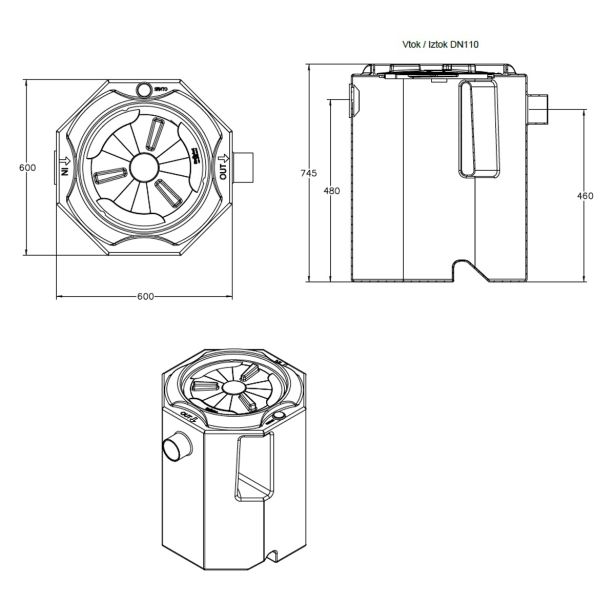 LOVILNIK OLJA IN MASTI 2PR GRAVITACIJSKI LOVILEC OLJ TIP 150 PRETOK NG 1 L/S