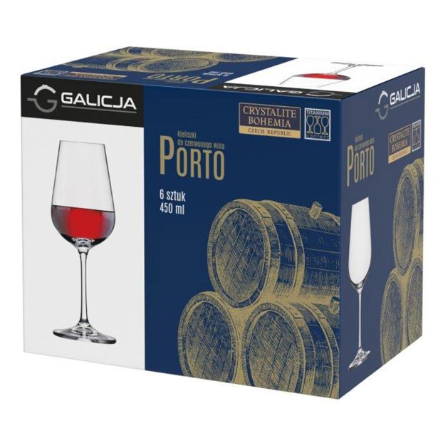 KOZAREC ZA VINO GALICIJA 450 ML PORTO BOHEMIA 6/1 ZA RDEČE VINO