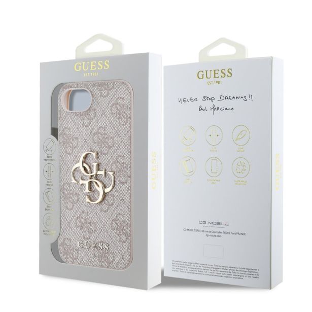 GUESS GUHCPSE44GMGPI SILIKONSKI OVITEK ZA IPHONE 16E - ROZA Z ZLATIM LOGOM