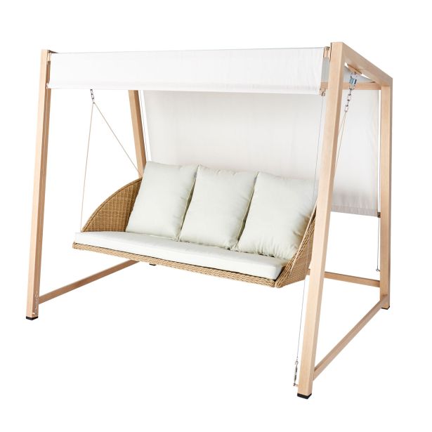 GUGALNIK 3P MEDENA JEKLO Z UČINKOM LESA PLETENO SPUNPOLY