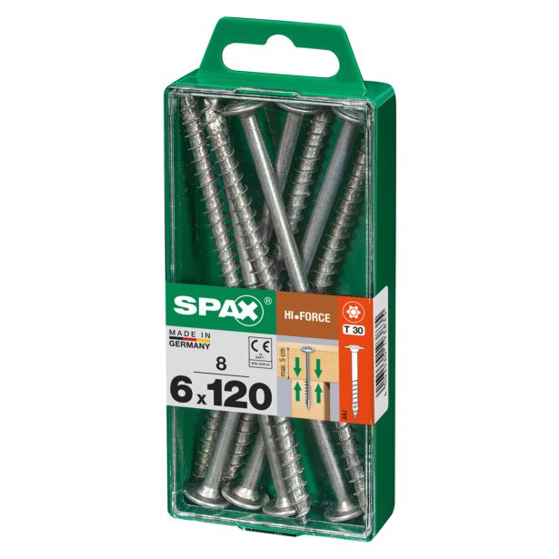 VIJAK ZA LESENE KONSTRUK. SPAX HI.FORCE WIROX 6X120 ZAV=8KOS