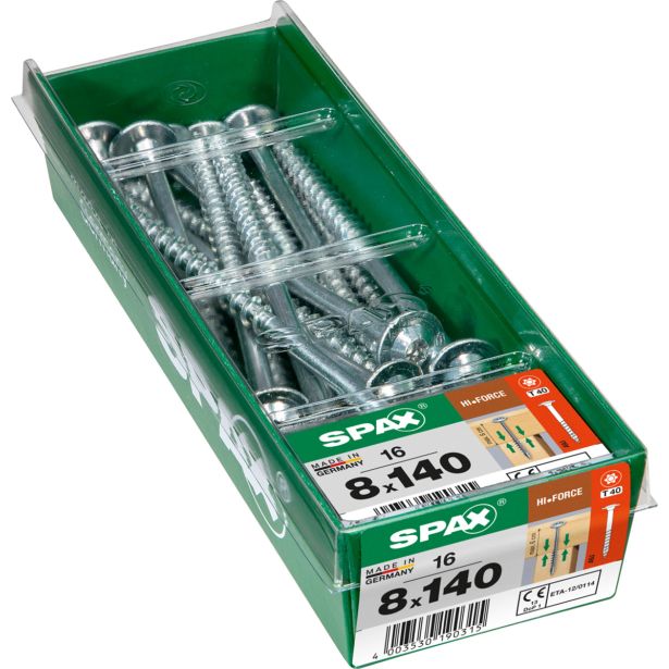 VIJAK ZA LESENE KONSTRUK. SPAX HI.FORCE WIROX 8X140 ZAV=16KOS