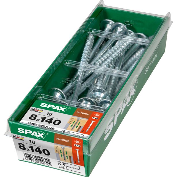 VIJAK ZA LESENE KONSTRUK. SPAX HI.FORCE WIROX 8X140 ZAV=16KOS
