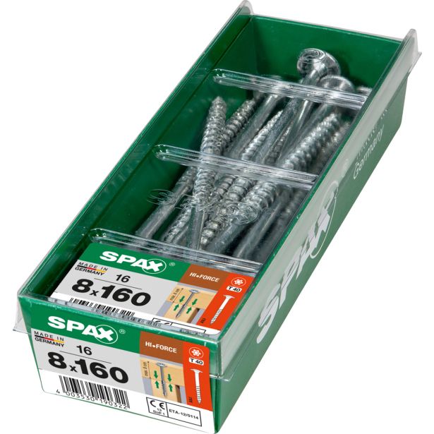 VIJAK ZA LESENE KONSTRUK. SPAX HI.FORCE WIROX 8X160 ZAV=16KOS