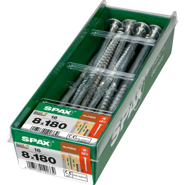VIJAK ZA LESENE KONSTRUK. SPAX HI.FORCE WIROX 8X180 ZAV=16KOS