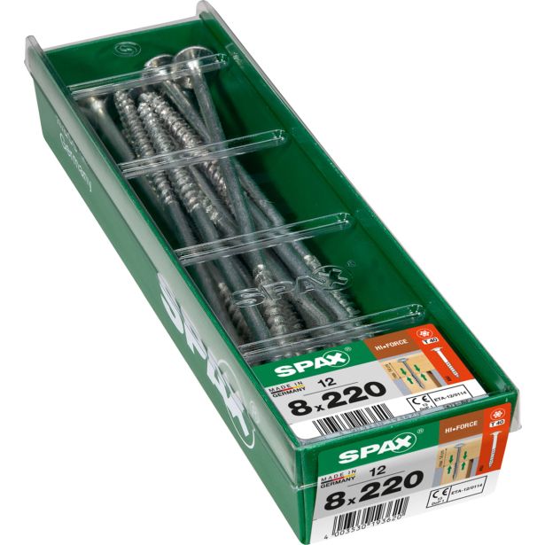 VIJAK ZA LESENE KONSTRUK. SPAX HI.FORCE WIROX 8X220 ZAV=12KOS
