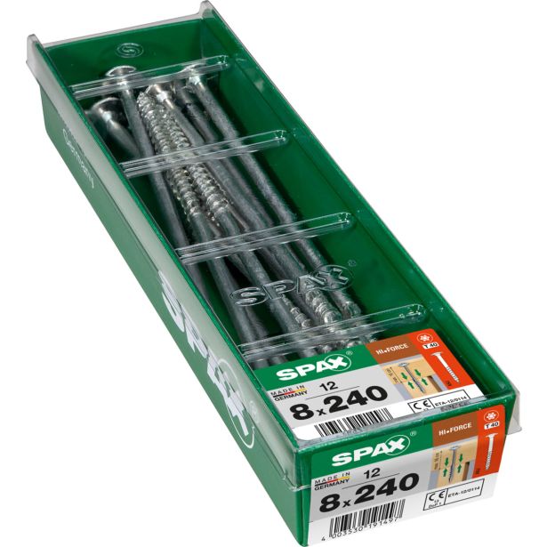 VIJAK ZA LESENE KONSTRUK. SPAX HI.FORCE WIROX 8X240 ZAV=12KOS