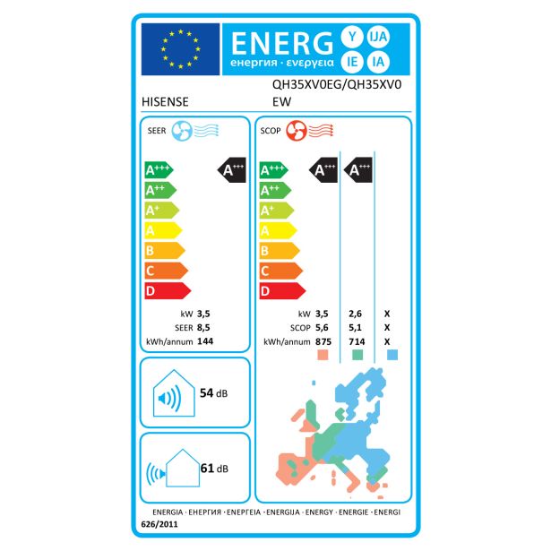 HISENSE KLIMATSKA NAPRAVA ENERGY NORDIC QH35XV0EG-QH35XV0EW, 3,5 KW