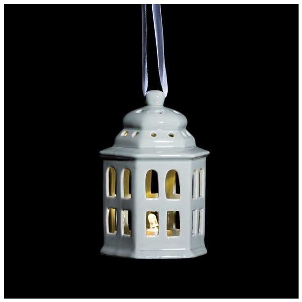 OKRASEK ZA JELKO GLOSSTYLE HIŠICA 11 CM SIVE BARVE Z LED LUČKO