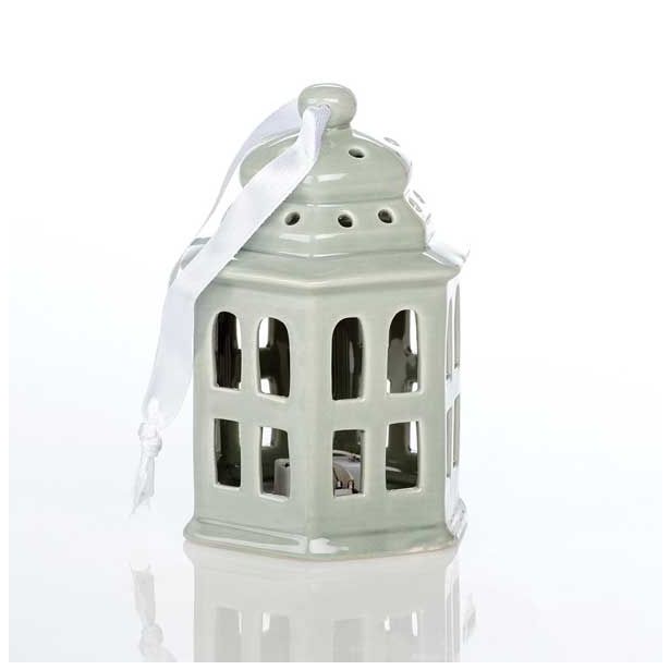 OKRASEK ZA JELKO GLOSSTYLE HIŠICA 11 CM SIVE BARVE Z LED LUČKO