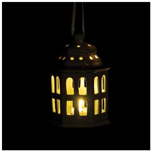 OKRASEK ZA JELKO GLOSSTYLE HIŠICA 11 CM SIVE BARVE Z LED LUČKO