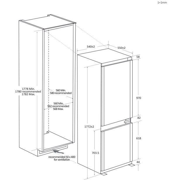HLADILNIK IN ZAMRZOVALNIK CANDY ECNBQT3518E