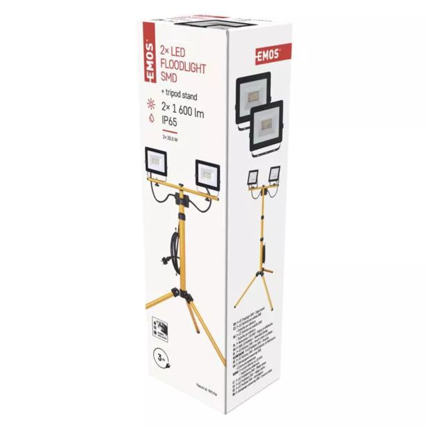 LED ZUNANJI REFLEKTOR EMOS HOBBY SLIM 2X20W NW S STOJALOM