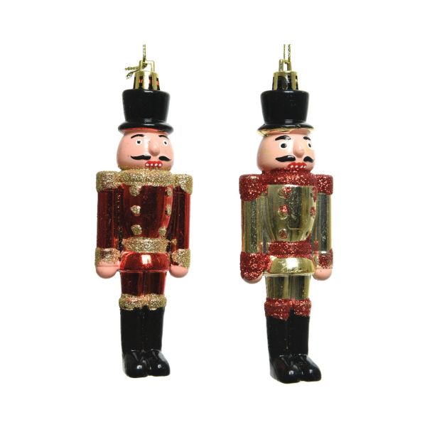 OKRASEK ZA NOVOLETNO JELKO - HRESTAČ, RDEČE/ZLATE BARVE Z BLEŠČICAMI, 4X12,50 CM, SORT