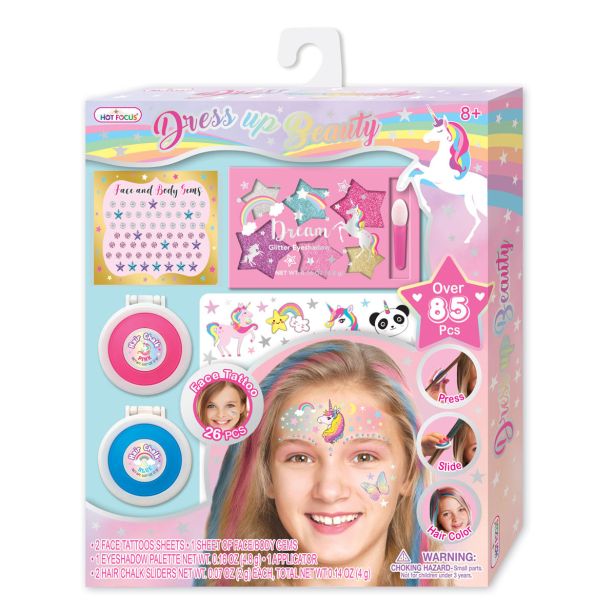 IGRAČE ZA DEKLICE HOT FOCUS TATTOO S SENČILI IN KREDAMI ZA LASE