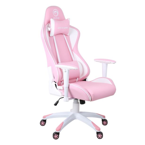 GAMING STOL MARVO CH-116 BELO ROZA