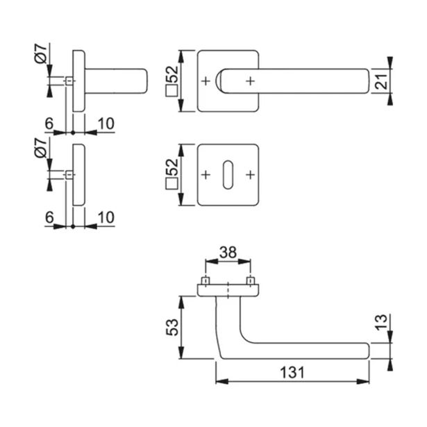 INOX KLJUKA ZA VRATA HOPPE DALLAS Z ROZETO KLJUČ F69