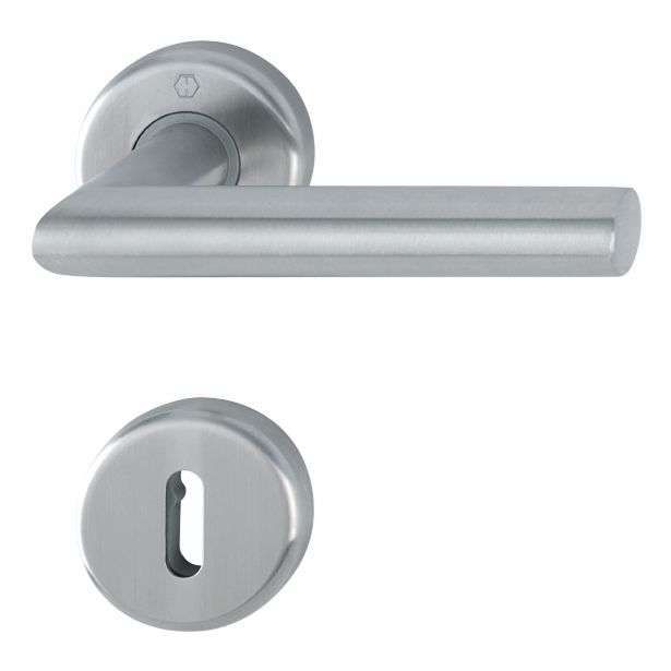 INOX KLJUKA ZA VRATA HOPPE UTRECHT Z ROZETO KLJUČ F69