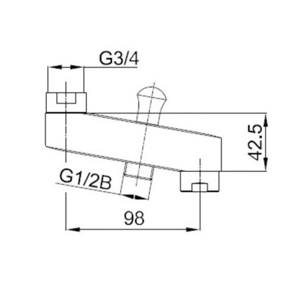 IZLIVNA CEV ZA ARMATURO UNITAS LITA L=120 MM KROM ZA KAD
