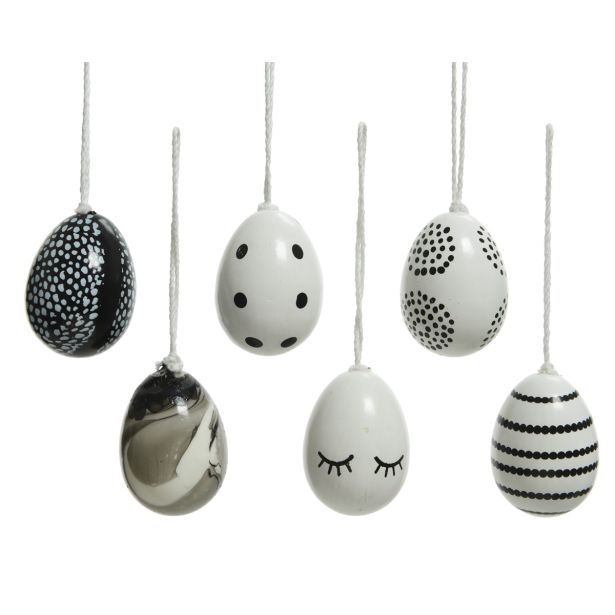 VELIKONOČNI PROGRAM JAJČKA FI5X7.5CM 6/1 ČRNO BELA