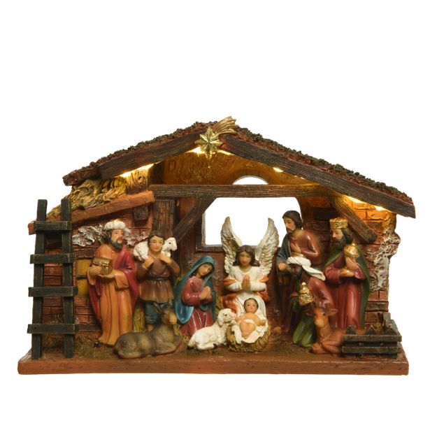 JASLICE DECORIS HIŠA S FIGURAMI 24.3X7.7X15 CM