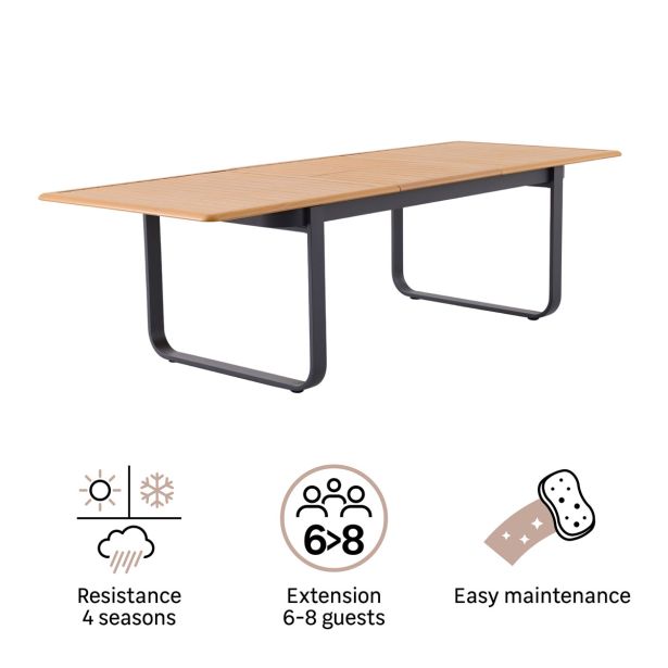 JEDILNA MIZA CALYPSO RAZTEGLJIVA POLNA ALU 192/257X100X74 DSIVA