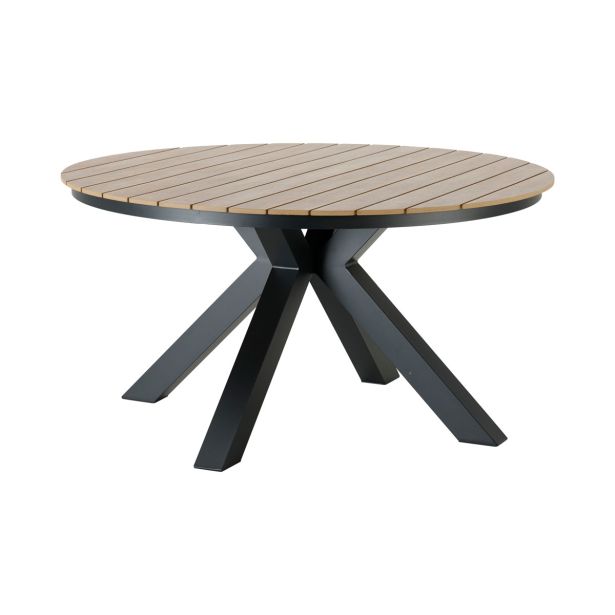 KOVINSKA MIZA NATERIAL CLARA T.SIVA D140CM ALU SINTETIČNI LES