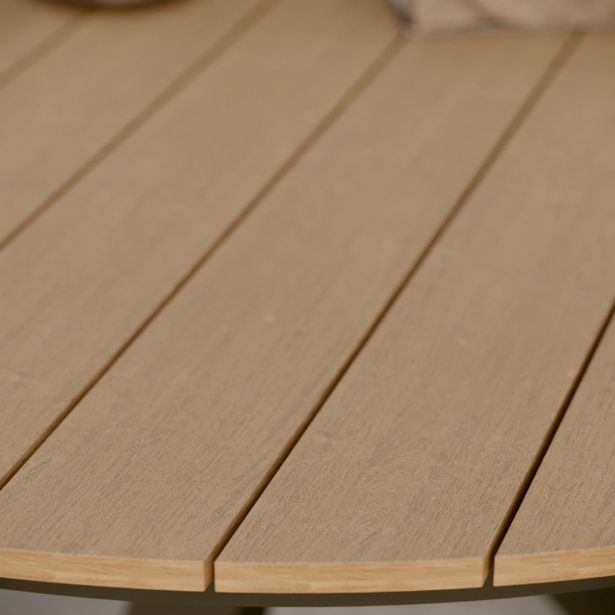 KOVINSKA MIZA NATERIAL CLARA T.SIVA D140CM ALU SINTETIČNI LES