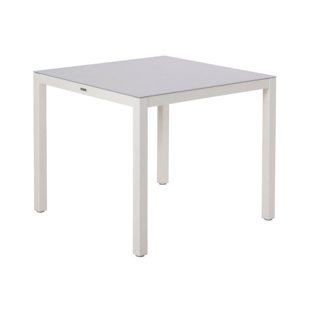 JEDILNA MIZA LYRA FIX 4P ALU STEKLO 90X90 BELA