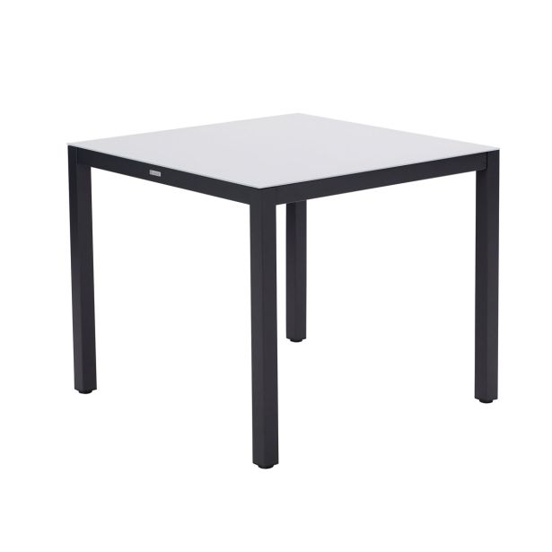 JEDILNA MIZA LYRA FIX 4P ALU STEKLO 90X90 TEMNO SIVA