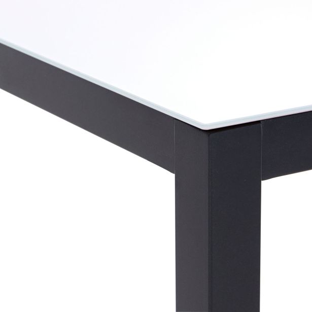 JEDILNA MIZA LYRA FIX 4P ALU STEKLO 90X90 TEMNO SIVA