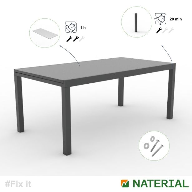 KOVINSKA MIZA NATERIAL LYRA II ANTR.180/260X96 ALU STEKLO