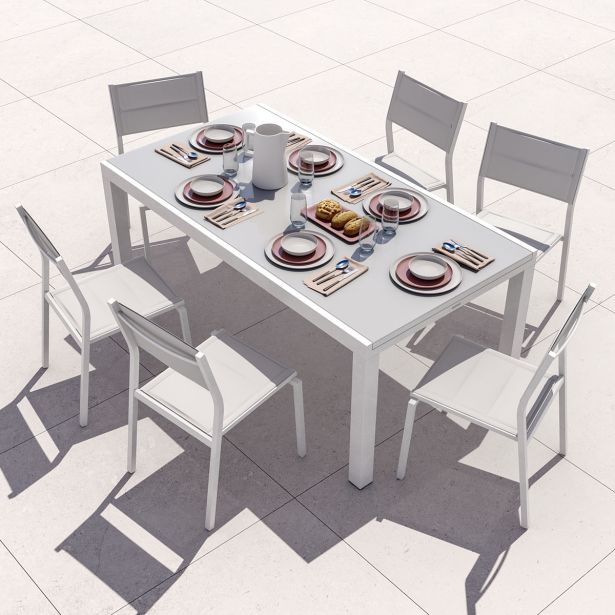 JEDILNA MIZA LYRA II UP&DOWN ALU STEKLO 90/160X90 BELA