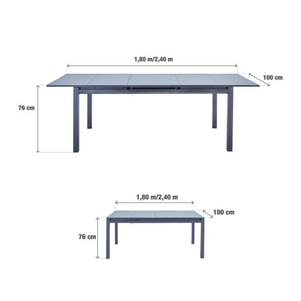 JEDILNA MIZA ODYSSEA II EASY ALU STEKLO 180/240X100 ANTR