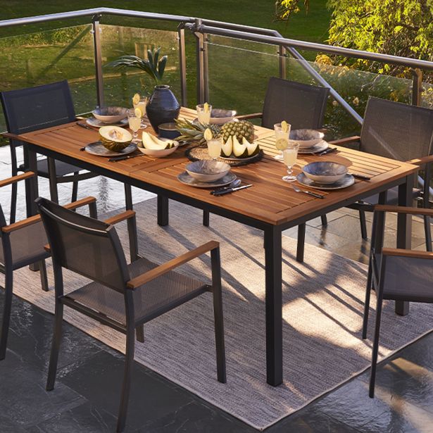 JEDILNA MIZA ORIS METULJ ALU + EVKALIPTUS 180/240