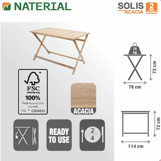 JEDILNA MIZA SOLIS ORIGAMI 114X70 AKACIJA