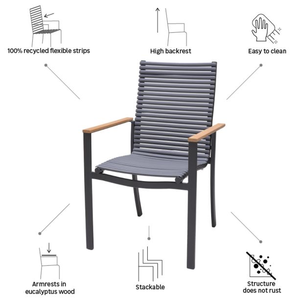 KOVINSKI STOL NATERIAL DORA ALU