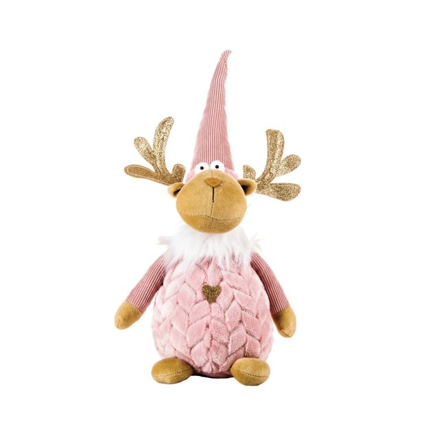 PRAZNIČNA FIGURA GLOSSTYLE JELENČEK 39 CM ROZA TEKSTIL