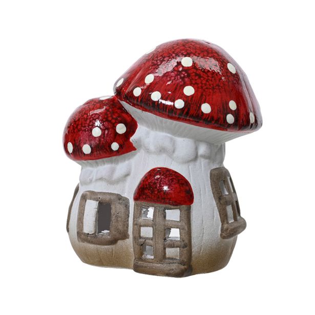 JESENSKA DEKORACIJA DECORIS SVEČNIK GOBICA 13.4X10.2X15.3 CM