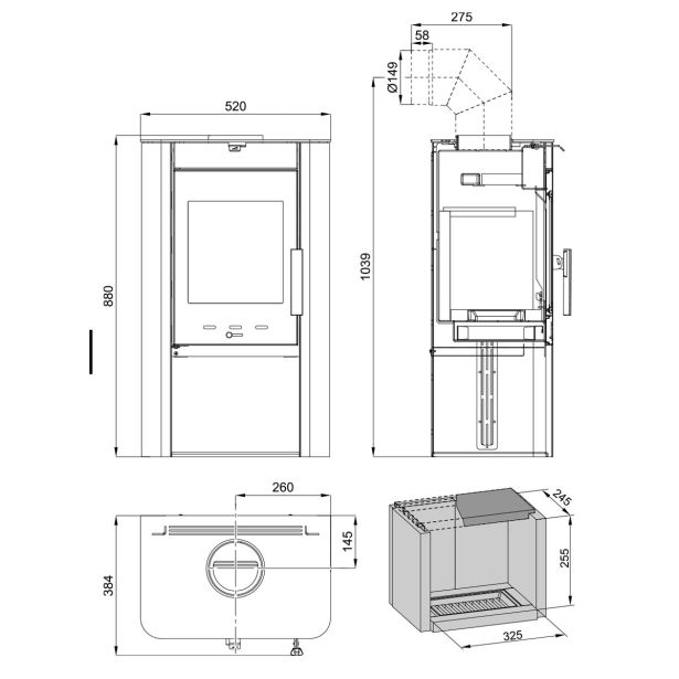 KAMINSKA PEČ HAAS+SOHN PRUNUS 332.15 ČRNA