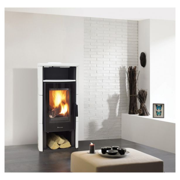 KAMINSKA PEČ LOKATERM BOGATIN ČRNA OBLOGA KERAMIKA BELA MELI