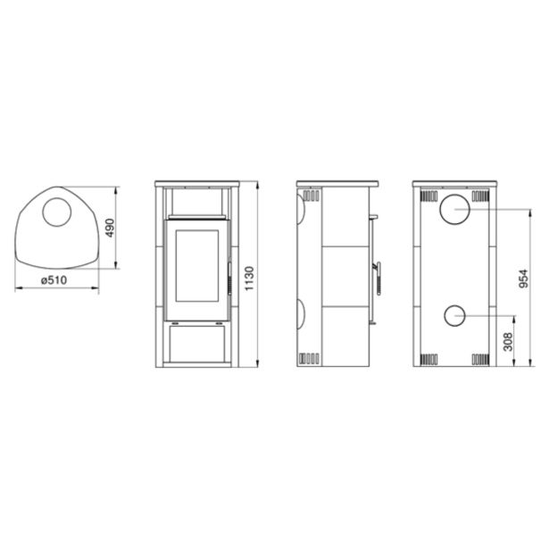 KAMINSKA PEČ LOKATERM BOGATIN ČRNA OBLOGA KERAMIKA BELA MELI