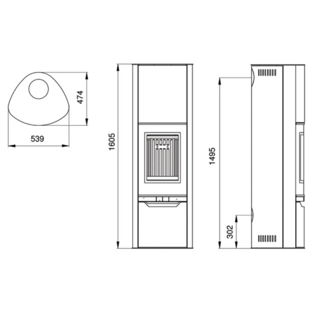KAMINSKA PEČ LOKATERM VITRANC ČRNA 1600 OBLOGA SERPENTINO