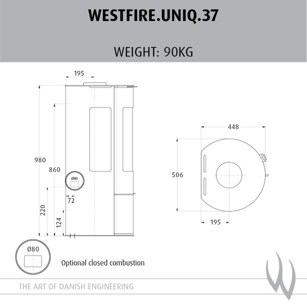 KAMINSKA PEČ WESTFIRE UNIQ 37 BLACK CC AIR